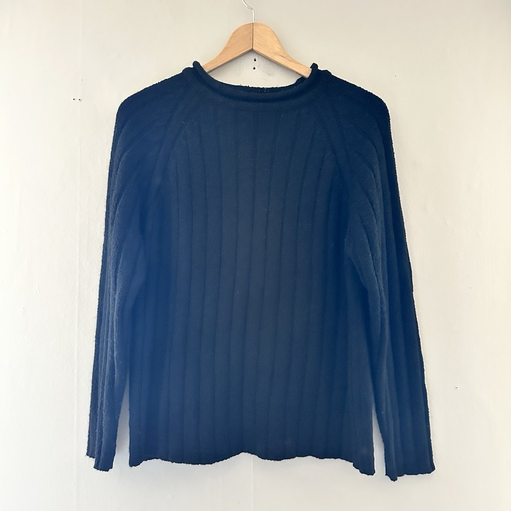 VTG Carolyn Taylor Womens Roll Neck Sweater Size M Black Ribbed Academia Capsule